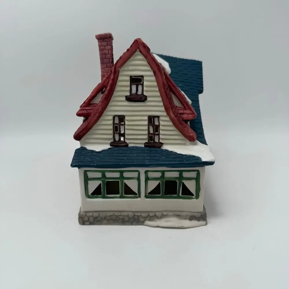 Holiday Snow Village Collectible Lighted Church & Cottage House Set Christmas
